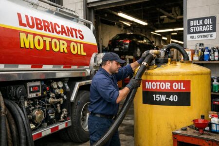 Oil delivery at the repair shop